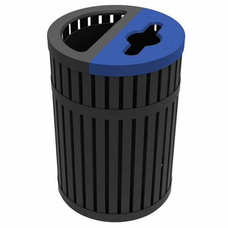 COMMERCIAL ZONE CZ 728501 ArchTec Parkview Black Steel Round Dual Trash and Recycling Bin - 45 Gallon 278728501